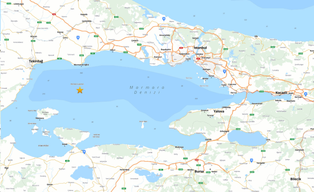 Marmara Denizi'nde 3.5 büyüklüğünde deprem
